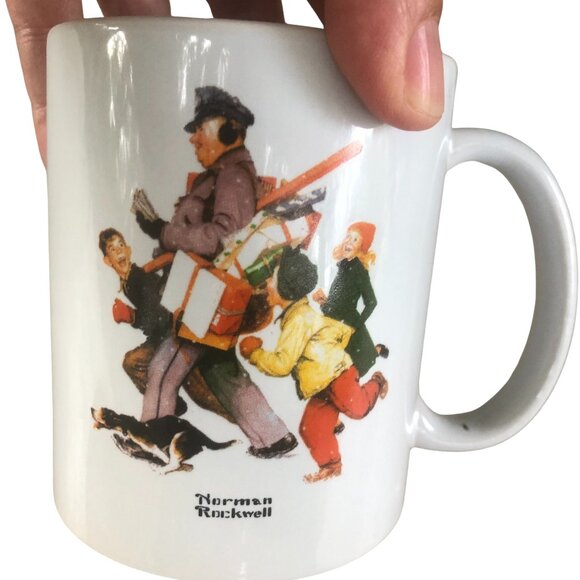 Norman Rockwell Coffee Mugs Set of 2 MSRF Design Studio Chicago Holiday Postman - Picture 4 of 7